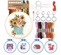 RtottiM Stickset für Anfänger, Kreuzstich Set, Kreuzstich Anfänger Set mit Stickrahmen und Schlüsselanhänger, DIY Handwerk Dekorationen