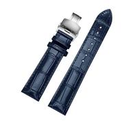 RTRCAGAKM 18 19 20 21 mm 22 mm Passend for TISSOT Passend for Tudor Passend for Rolex Passend for Citizen Passend for Longines Lederarmband Glänzend Grün Dunkelblau Herren Uhrenarmband(Dblue silver fo
