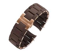RTRCAGAKM 20mm 23mm Armband passend for Armani AR5906 AR5905 AR5890 AR5889 5858 5920 Silikon + Edelstahlarmband Herren Damen Gummiarmband(Brown rose gold,20mm)