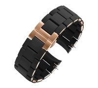 RTRCAGAKM 20mm 23mm Armband passend for Armani AR5906 AR5905 AR5890 AR5889 5858 5920 Silikon + Edelstahlarmband Herren Damen Gummiarmband(Black rose gold,23mm)