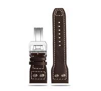 RTRCAGAKM 21mm 22mm Leder Uhrenarmband passend for IWC PILOT Mark passend for IW500916 Rindslederarmband Bambusmaserung Nieten Uhrenarmband Braun Schwarz Blau(A brown-silver,22mm)