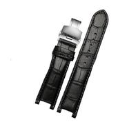 RTRCAGAKM 22 * 13mm 20 * 11m Kerb Uhrenarmband passend for GC Stahl Schmetterlingsschließe Armband(Black Silver,22mm)