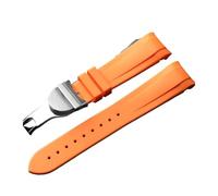 RTRCAGAKM 22 mm FKM-Gummiarmband passend for Tudor Black Bay GMT 1958 Uhrenarmband mit gebogenem Ende(Orange silver)