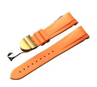RTRCAGAKM 22 mm Uhrenarmband aus Gummi mit gebogenem Ende, passend for Tudor Black Bay, passend for Pelagos-Uhrenarmband(Orange gold)