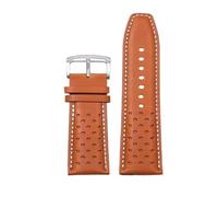 RTRCAGAKM Atmungsaktives Retro-Lederarmband for Herren, passend for Citizen CA4500/CA4505, passend for Tag, passend for Heuer, passend for Hamilton, passend for Tissot, Uhrenarmband, 22 mm(Brown-silve