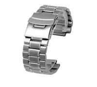 RTRCAGAKM Edelstahl-Armband passend for TIMEX T2N720 T2N721 TW2R55500 Uhrenarmband mit Sicherheitsschnalle, 24-16 mm, konvex, Herren, silber/schwarz(B-silver)