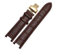 RTRCAGAKM Gekerbtes Armband passend for GC-Uhrenarmband 22 x 13 mm, 20 x 11 mm, Armband mit Schrauben, Armbanduhrenband(Brown gold buckle,20x11mm)