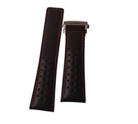 RTRCAGAKM Lederarmband 19 mm 20 mm 22 mm passend for Tag, passend for Heuer, Uhrenarmband for Herren, Armbanduhren, Bandzubehör, Faltschließe, Lederarmband(Black red line,22mm)