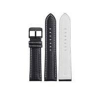 RTRCAGAKM Lederarmband Carbon Fiber Grain Uhrenarmband Rot Orange Nähte Uhrenarmband 21mm 22mm 23mm 24mm Uhrenarmband(Black white black,22mm)