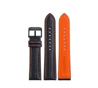 RTRCAGAKM Lederarmband Carbon Fiber Grain Uhrenarmband Rot Orange Nähte Uhrenarmband 21mm 22mm 23mm 24mm Uhrenarmband(Black orange black,22mm)