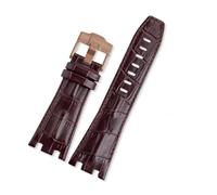 RTRCAGAKM Lederarmband passend for Audemars und for Piguet, passend for Royal Oak-Armband AP 15710 26470 15703, Dornschließe, Armband 28(Brown-rosegold)