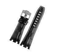 RTRCAGAKM Lederarmband passend for Audemars und for Piguet, passend for Royal Oak-Armband AP 15710 26470 15703, Dornschließe, Armband 28(Black white-silver)