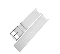RTRCAGAKM Lederarmband passend for CK KOV231 KOV232 Serie, gebogene Kante, ultradünnes Uhrenarmband for Männer und Frauen, 22 mm(White-silver)