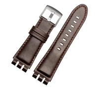 RTRCAGAKM Uhrenarmband aus Leder passend for Swatch, passend for IRONY YOS440, 449, 448, 401G, große Serie, Armband for Herren, 23 mm(Brown-silver-C)