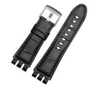RTRCAGAKM Uhrenarmband aus Leder passend für Swatch, IRONY YOS440, 449, 448, 401G, große Serie, Armband für Herren, 23 mm (Black-silver)