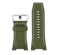 RTRCAGAKM Uhrenarmband passend for Casio passend for G-SHOCK GST-210/W120L/S130L/S310 GST-B100 W300/400G, gekerbtes Herrenarmband, 26 mm, Zubehör(Nylon Green silver)