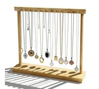 RTSHUK Kettenständer Schmuck, Schreibtisch Schmuckständer Holz Tragbar Armbandhalter mit 12 Haken Ketten Aufbewahrung Schmuckaufbewahrung Holz Schmuckhalter Kettenhalter für Ketten Ohrringe