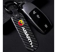 RUAAL Auto Schlüsselanhänger Kohlefaser, für Abarth 695 595 500 competizione 124 Spider Punto Rotierende Hufeisenringe Car Key Chain Schlüsselbund with Logo Zubehör