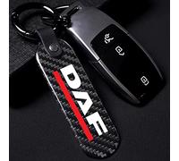 RUAAL Auto Schlüsselanhänger Kohlefaser, für DAF XF 95 105 CF LF Van Rotierende Hufeisenringe Car Key Chain Schlüsselbund with Logo Zubehör
