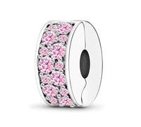 Ruaidhra Rosa Charms Stopper & Beads für Damen,Blume Glühwürmchen Rosa Sterling Silber S925 Charm Anhänger für Armbänder,Sicherheitskette,Farbintensive Legierungs,Murano Glas Schmuck