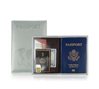 Ruarby Elegante Reisepasshülle aus PU-Leder, sichere Reisekarten-Organizer, Brieftasche für Männer und Frauen, Geschenk, einfache Flugpass-Brieftasche, Silbergrau, Mass Beauty