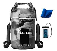 Ruayia Dry Bag - 2L, 5L, 10L, 20L wasserdichte Tasche mit Schultergurt und wasserfester Handyhülle, IPX8 Wasserdichter Packsack für Boot, Kajak, Angeln, Rafting, Schwimmen und Strand - Schwarz(10L)