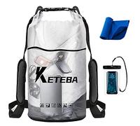 Ruayia Dry Bag - 2L, 5L, 10L, 20L wasserdichte Tasche mit Schultergurt und wasserfester Handyhülle, IPX8 Wasserdichter Packsack für Boot, Kajak, Angeln, Rafting, Schwimmen und Strand - Weiß(10L)