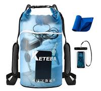 Ruayia Dry Bag - 2L, 5L, 10L, 20L wasserdichte Tasche mit Schultergurt und wasserfester Handyhülle, IPX8 Wasserdichter Packsack für Boot, Kajak, Angeln, Rafting, Schwimmen und Strand - Blau(5L)