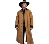 RUAZUA Herren-Weste, Weste, Cowboy, alte Weste, schwarzer Denim, Baumwolle, langer Mantel, Staubwedel, volle Länge, Brauner Cowboy-Mantel, 3XL