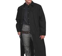 RUAZUA Herren-Weste, Weste, Cowboy, alte Weste, schwarzer Denim, Baumwolle, langer Mantel, Staubwedel, volle Länge, Schwarzer Cowboy-Mantel, M