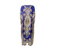 RubinaKapoor RK Essentials | Tribal Ethnic Print Lange Kaftan | Übergröße (Blau)