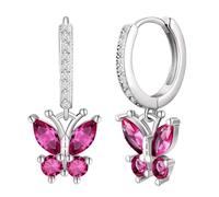 Rubinrote Creolen Silber für Frauen - Juli Geburtsstein mit Geschenkbox