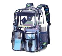 Rubu22a Transparenter Rucksack, 43 * 35 * 17cm, Clear Bookbag, PVC Schulrucksack,Wasserdicht Robust Schultasche,Verstärkte Nähte und bequeme Schultergurte für Schule College Sport Beruf Reise (A)