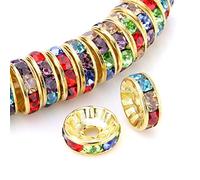 RUBYCA Rondelle Spacer-Perlen, rund, goldfarben, 6 mm, 100 Stück