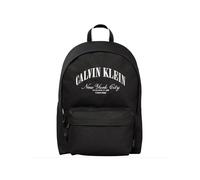 Rucksack CALVIN KLEIN "GRAPHIC CAPSULE ROUND BACKPACK", Gr. B/H/T: 32cm x 43cm x 21cm, schwarz, Polyester, Basic, Rucksäcke Rucksack, Freizeitrucksack, Cityrucksack mit Vordertasche (74197311-0) schwa