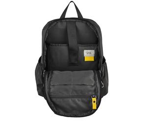 Rucksack CAMEL ACTIVE "Terra", Gr. B/H/T: 28cm x 40cm x 13cm, schwarz, Polyester, Rucksäcke Rucksack, aus recyceltem Nylon und voluminös aufgesetzten Taschen (95005827-0) schwarz