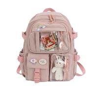 Rucksack Damen Herren Canvas Cityrucksack Daypack leicht wasserabweisend Laptopfach mehrere Fächer Schule Uni Reisen Pendeln Outdoor Sport Alltag Freizeit Schulrucksack Kleinkinder (Rosa, One Size)