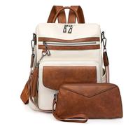 Rucksack Damen Klein Retro Tagesrucksack aus PU, Wasserdicht Schulrucksack Anti Diebstahl Daypack, Elegant Reiserucksack Cityrucksack Rucksackhandtasche für Mädchen Frauen Arbeit Freizeit (Spleißen)