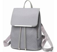 Rucksack Damen Kunstleder Rolltop Tunnelzug Cityrucksack 3-2 Grau