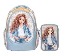 Rucksack DEPESCHE "Schul-Set FESTIVAL FUN TOPModel 2er Set hellblau", Kinder, Gr. B/H/T: 2cm x 2cm x 2cm, blau (hellblau), Polyester, Rucksäcke Rucksack (74415668-0) hellblau