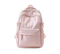 Rucksack für Damen, wasserdicht, Nylon, gepunktet, Laptoptasche, rose | Ästhetischer Rucksack für Schule, Fitnessstudio, Uni, Büro, Pendeln, Freizeit, Reisen, Wandern, Outdoor-Abenteuer