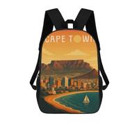 Rucksack Für Jungen Und Mädchen, 3D-Druck Cape Town Travel Poster South Africa - Table Mountain And Ocean Breeze Schulrucksack, Grundschulrucksack, Freizeitrucksack, Reiserucksack, Laptop-Tagesrucksac