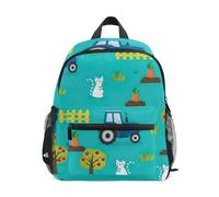 Rucksack für Kleinkind, Jungen, Mädchen, niedlicher blauer Traktor, Grün, kleiner Reiserucksack mit Namensschild, Niedliche blaue Traktoren, grün, 6-8 Years, Niedliche Rucksäcke