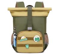 Rucksack Kinder Jungen Rolltop Kinderrucksack - Kleiner Kindergarten Rucksäck 12-16Liter Schulranzen Wasserfester Kindergartenrucksac mit Brustgurt Wanderrucksack Kindertasche für 3-8 Jährige - Grün