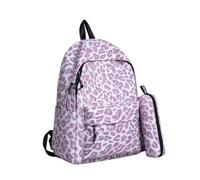 Rucksack mit Leopardenmuster, kleine Geldbörse, mit Reißverschluss, rose | Schultasche mit Geparden-Druck, für Freizeit, Wochenende, Pendeln, Fitnessstudio, Musik, Festival, Wandern, Herren, Damen