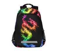 Rucksack mit niedlicher Katze und Schmetterling, für Reisen, Laptop, Tagesrucksack, Schule, Buchtasche für Männer, Frauen, Teenager, Kinder, Feuerregenbogen-Drache, 11.6 X 6.9 X 16.7inch