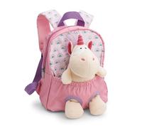 Rucksack mit Plüschtier 21x26cm Einhorn 25cm - rosa - Abnehmbarer Pluschspielzeug Weich Flauschig- Kindergartenrucksack mit Kuscheltier für 2-5 Jährige Jungen und Mädchen | 62691