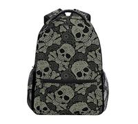 Rucksack mit Totenkopf- und Peisley-Motiv, wasserabweisend, für Schule, Schule, Computertasche für Damen und Herren, Outdoor, Camping und passend für bis zu 35,6 cm (14 Zoll) Notebooks