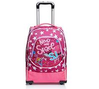 Rucksack mit Trolleyfunktion, 2 in 1, Schulranzen mit Rollen, ab 1. Klasse, für Schule, Gymnasium, Reisen&Freizeit, Mädchen&Jungen, mehrfarbig, Space