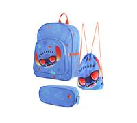 Rucksack mit Turnbeutel und Federmäppchen »Vaiana / Spiderman / Stitch« (Lilo/blau)